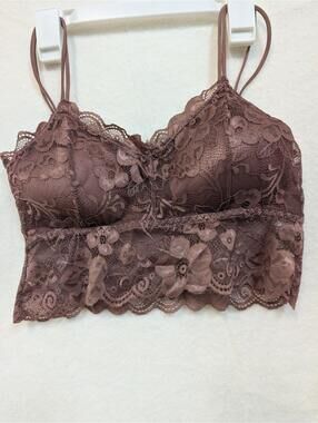 Brown Floral Lace Bralette Size L